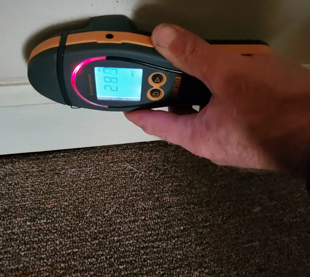 Moisture detection at baseboard during Burst Pipe Cleanup in Hagerstown